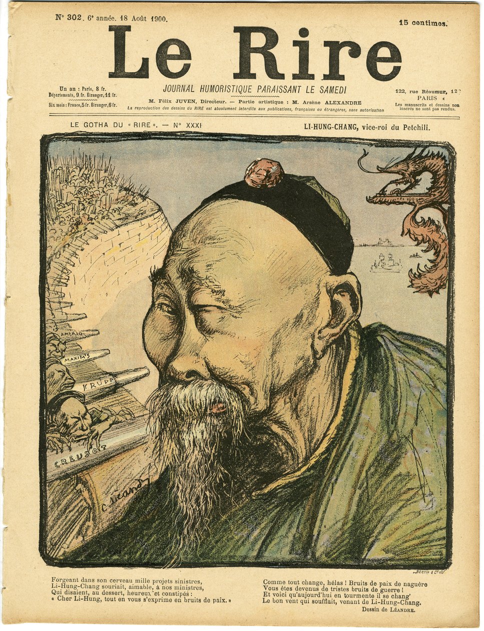Charles Leandre (1862-1934) illusztrációja a Le Lire borítójára alkotó: Charles Leandre