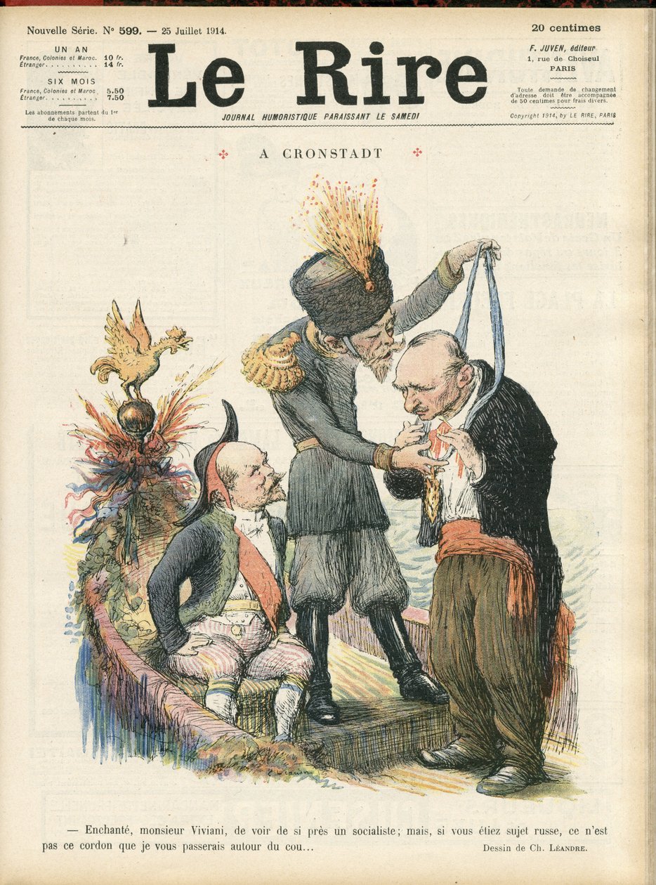 Charles Leandre (1862-1934) illusztrációja a Le Lire borítójához, 25/07/25 - "" Elbűvölni Monsieur Vivianit, hogy ilyen közelről lásson egy szocialistát, de ha Ön orosz alattvaló lenne, akkor nem az a kötél, amit továbbadni neked." - A crondstadt - Oroszor alkotó: Charles Leandre