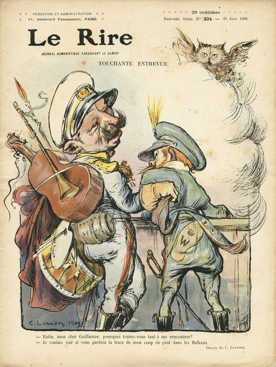 Charles Leandre (1862-1934) illusztrációja a Le Rire borítójára, 09.06.26 - Megható interjú - Zene, gitár - II. Vilmos, II. alkotó: Charles Leandre