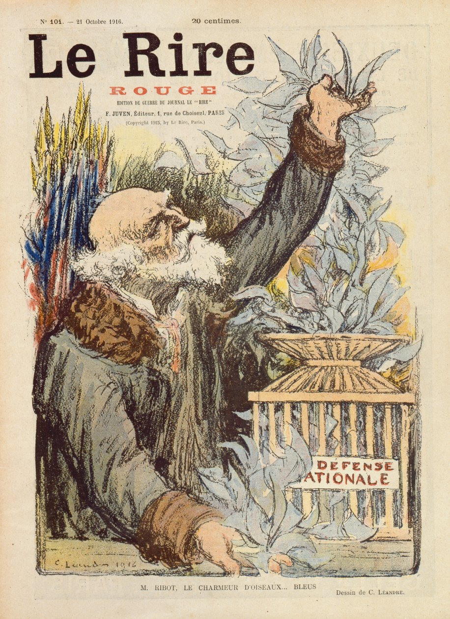 M. Ribot, a kék madarak varázslója, a Le Rire Rouge borítójának illusztrációja, 1916. október 21. alkotó: Charles Leandre