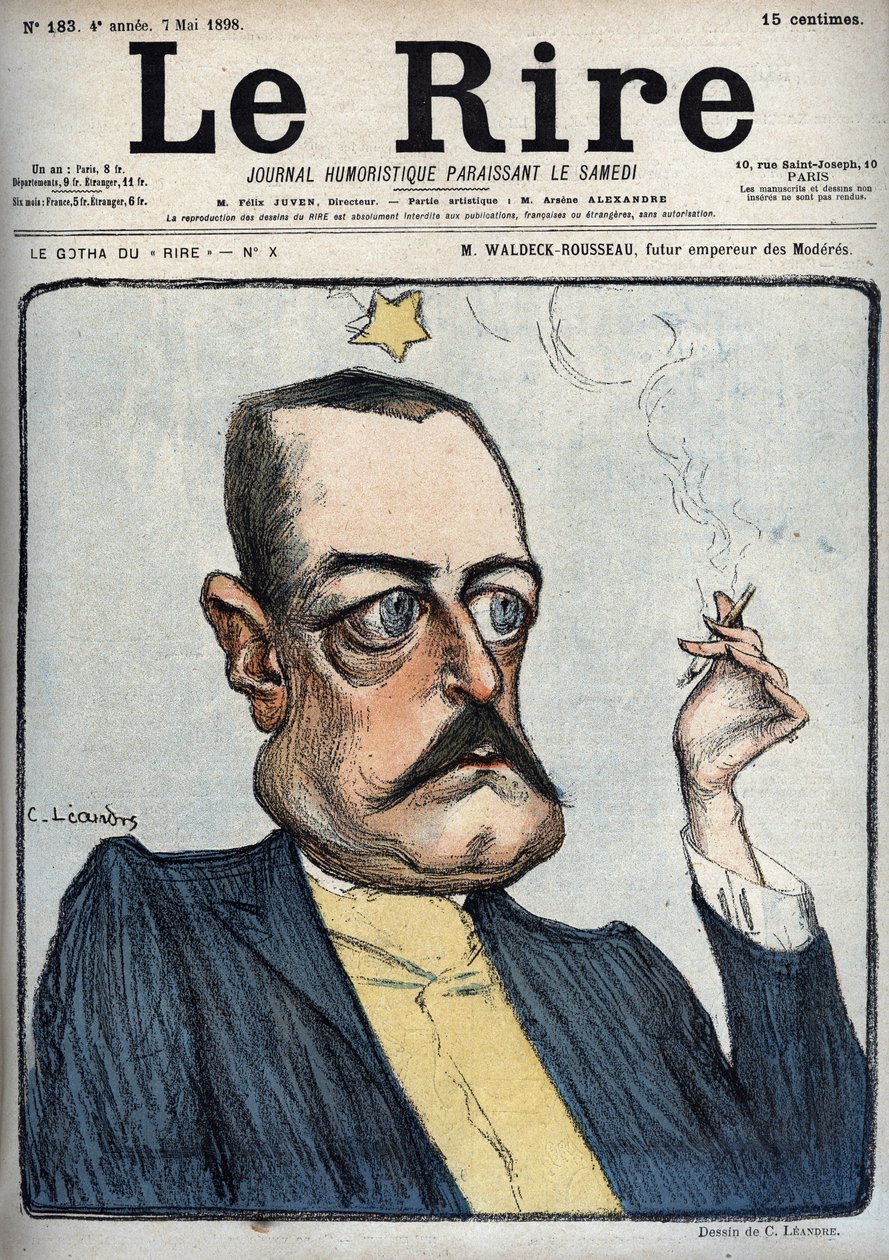 M. Waldeck-Rousseau, a Moderes leendő császára – Pierre Waldeck Rousseau (Waldeck-Rousseau) karikatúrája (1846-1904), Charles Leandre (1862-1934) a május 7-i „” Le Rire”-ben alkotó: Charles Leandre