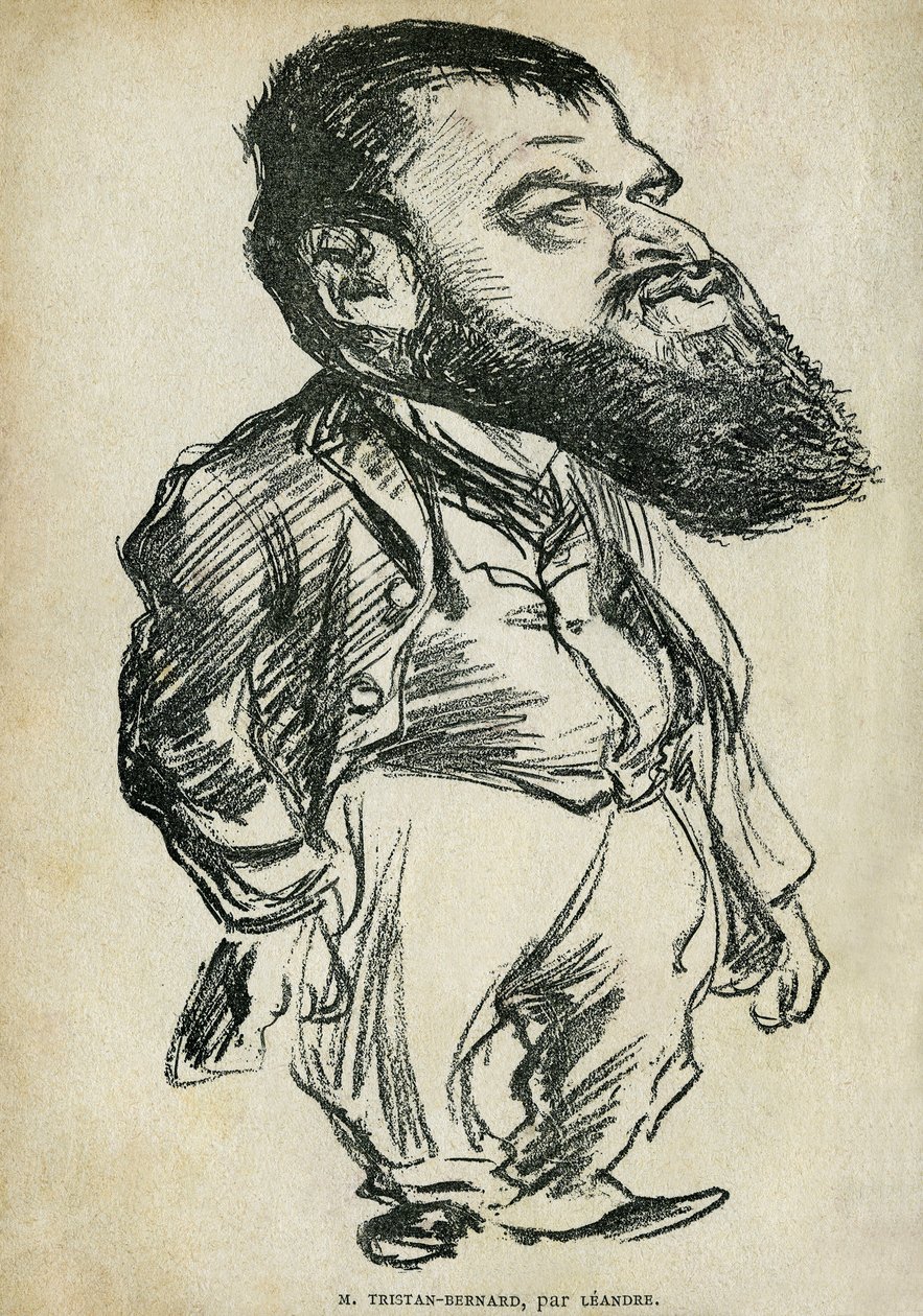 Bernard Paul dit Tristan-Bernard (1866-1947) francia író és humorista portréja. Charles Leandre (1862-1934) rajzfilmje, Tristan Bernard „Pantruche meséi és máshol” című filmben, Petite Collection du „” Rire”, Párizs alkotó: Charles Leandre