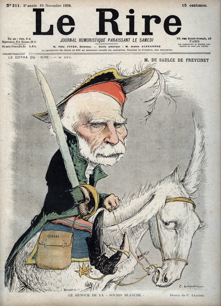 Charles de Freycinet (Louis Charles de Saulces de Freycinet) (1828-1923), francia politikus és mérnök portréja - - Charles Leandre (1862-1934) karikatúrája az 1898. november 19-i „” Le Rire”-ben alkotó: Charles Leandre