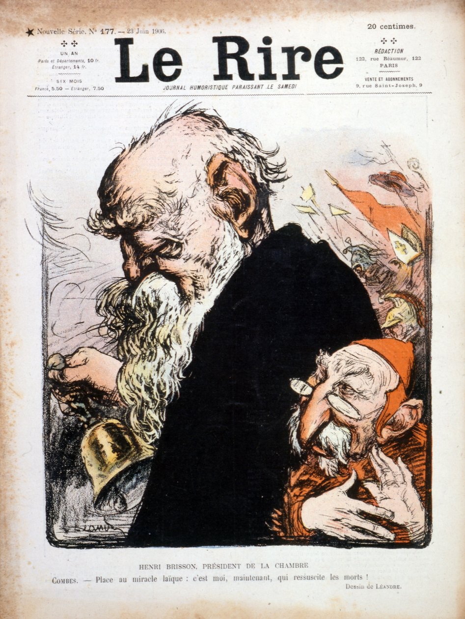 Eugene Henri Brisson szatirikus illusztrációja a Le Rire 1906 borítójáról (metszet) alkotó: Charles Leandre