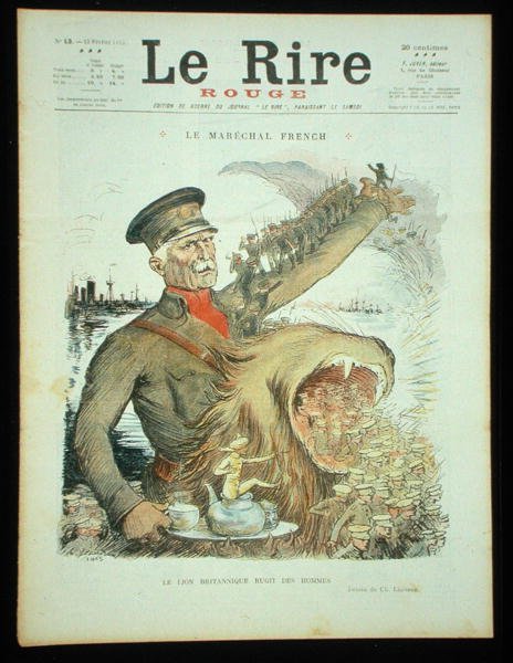 The British Lion Roars Men, a „Le Rire Rouge” borítója alkotó: Charles Leandre