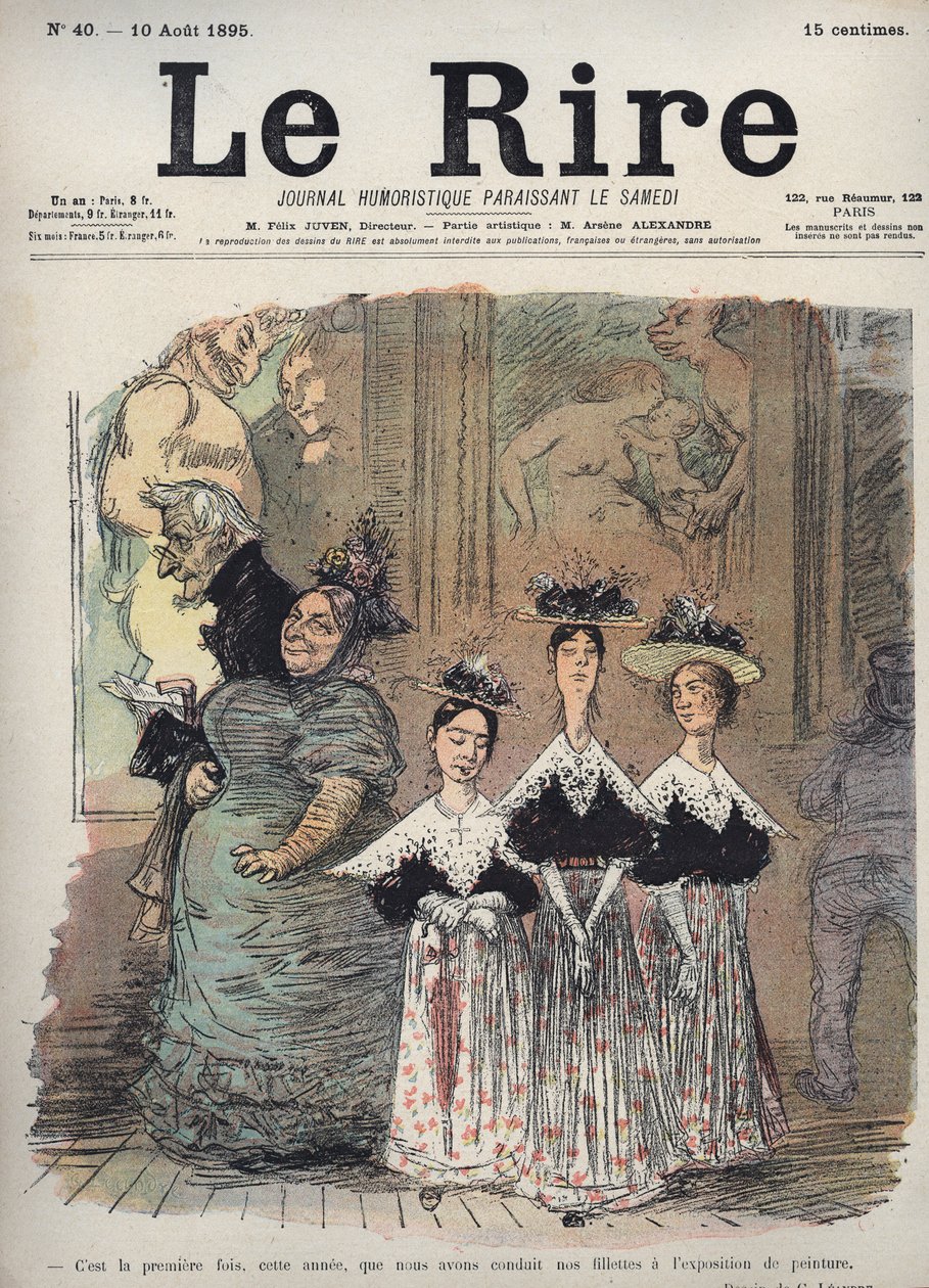 Idén először vezettük el lányainkat a festménykiállításra – Charles Leandre (1862-1934) karikatúrája a „Le Rire”-ben augusztus 10-én. alkotó: Charles Leandre