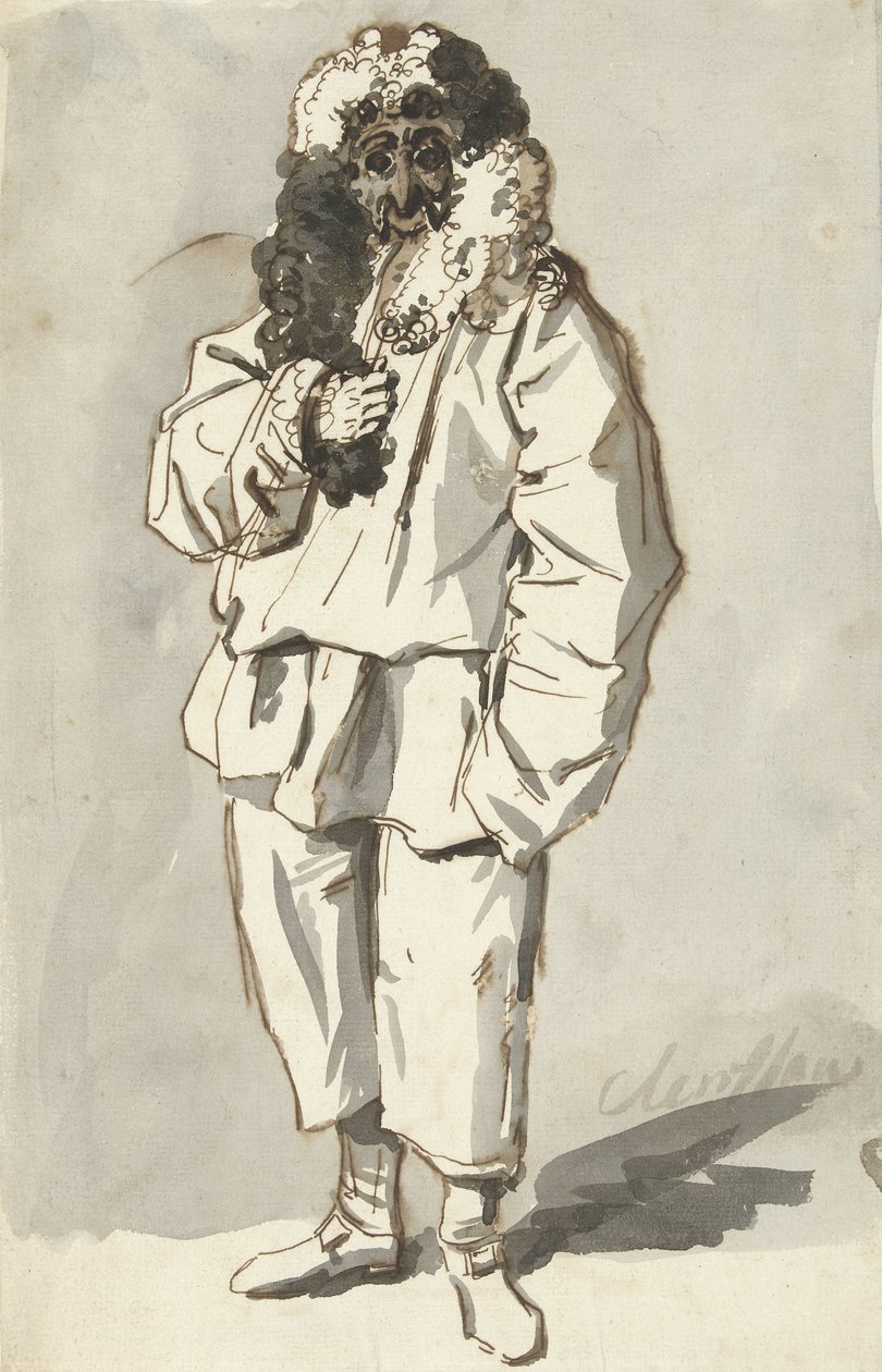 Roman Polichinelle húshagyókeddi jelmezben alkotó: Charles Louis Clerisseau