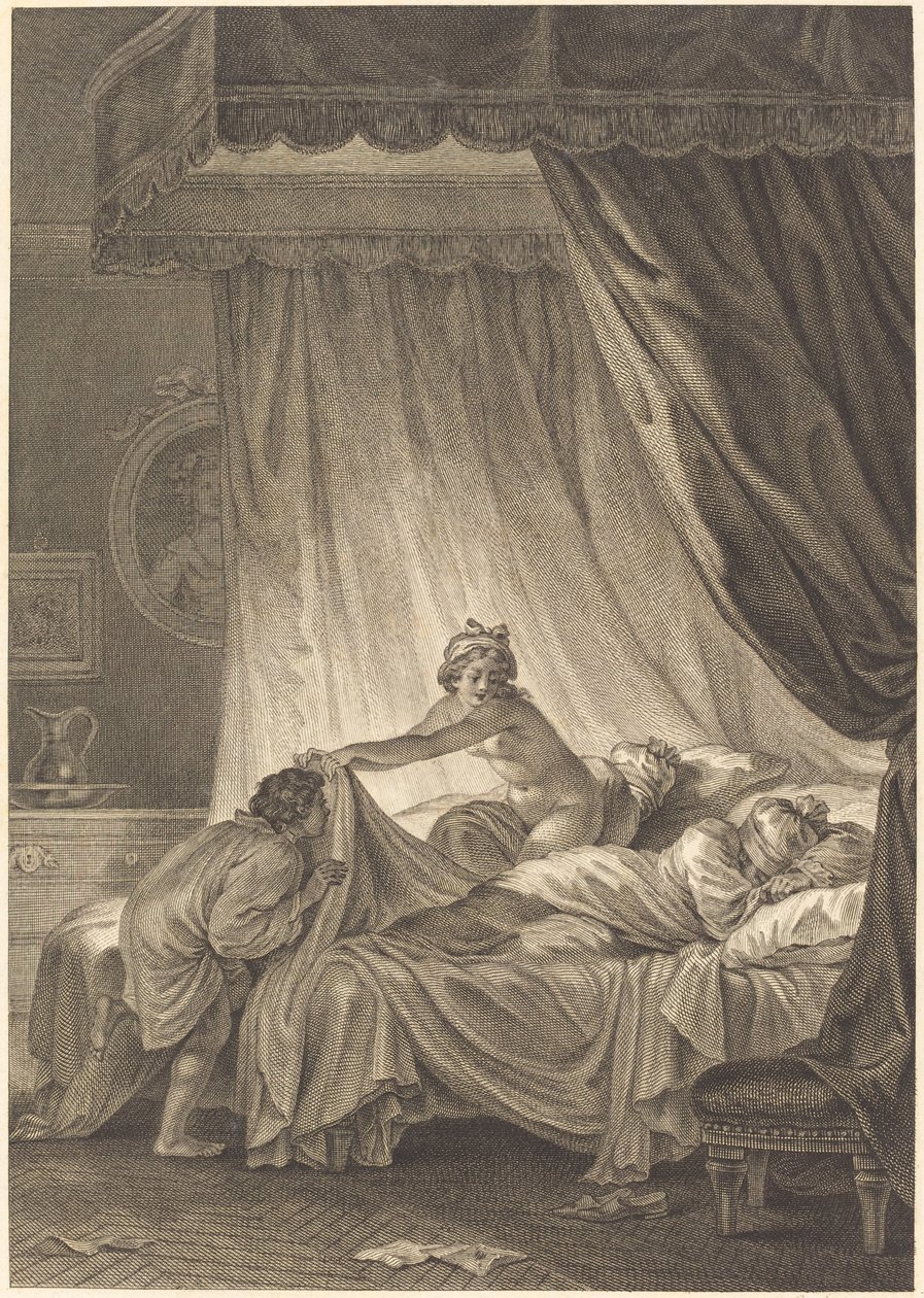 Mona Lisa: Az ágy alkotó: Charles Louis Lingée after Jean Honoré Fragonard