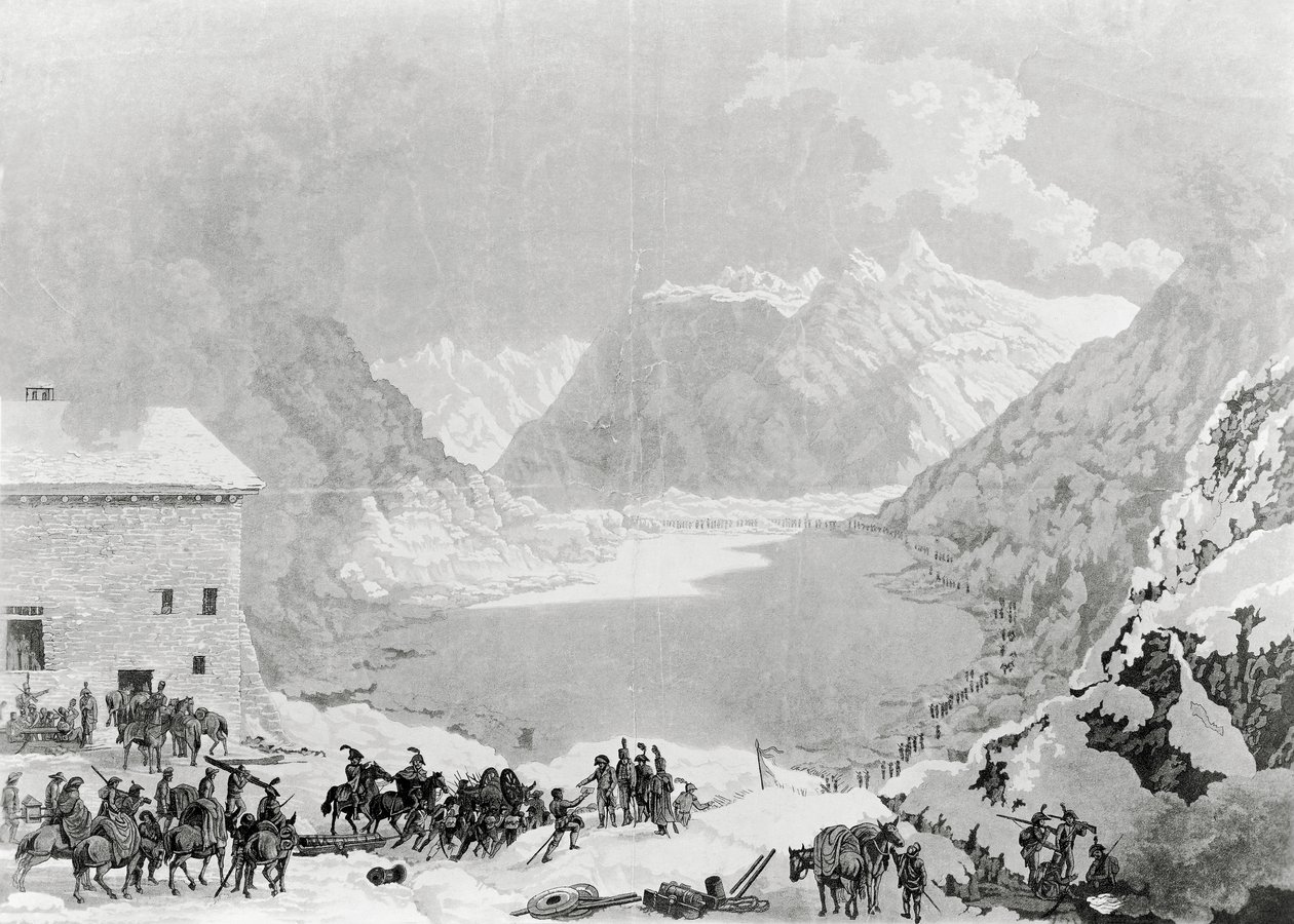 Napóleon Bonaparte (1769-1821) első konzul francia hadserege a Szent Bernát-hágóban, május 20. alkotó: Charles Louis Lucien Muller