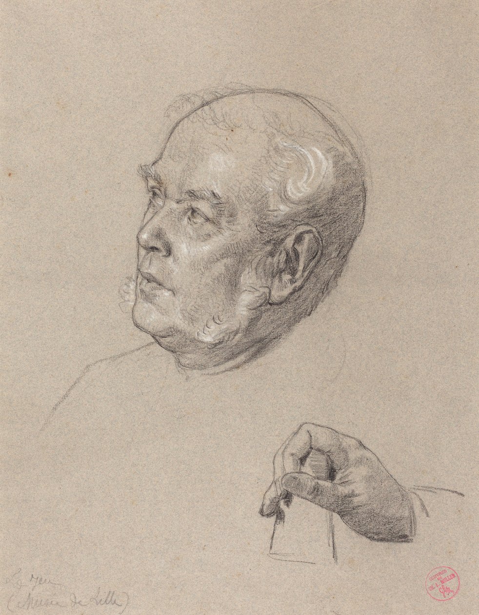 Kockadobó férfi feje és keze alkotó: Charles Louis Lucien Muller