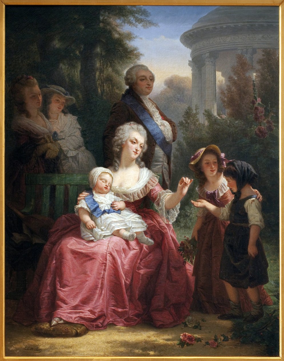 A francia királyi család Trianonban, 1860 körül alkotó: Charles Louis Lucien Muller
