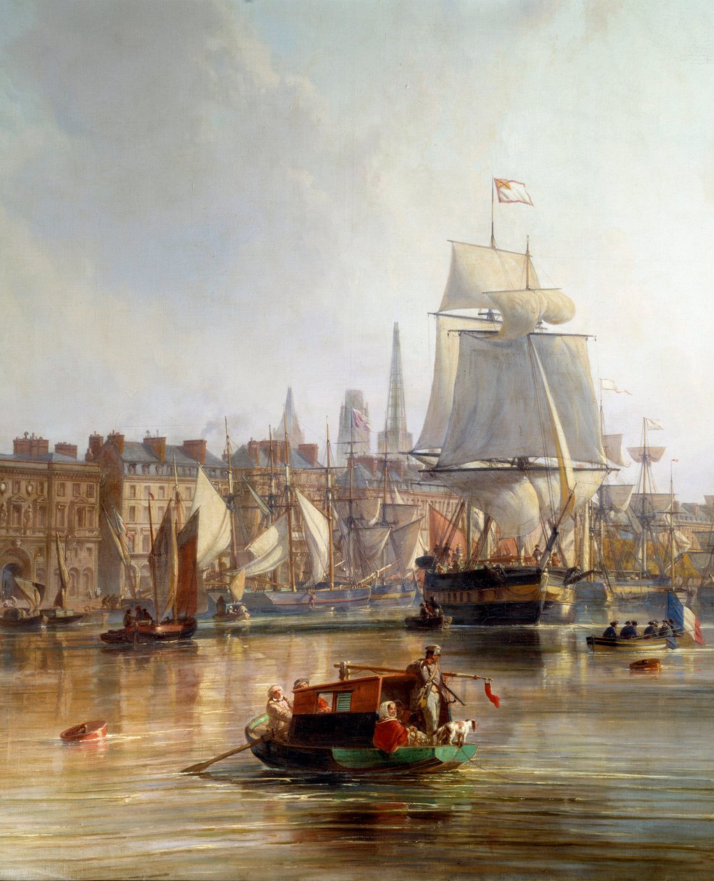 Hajó a roueni kikötőben 1855-ben Részlet. Charles Louis Mozin (1806-1862) festménye 1855 Rouen, Musee des Beaux Arts alkotó: Charles Louis Mozin