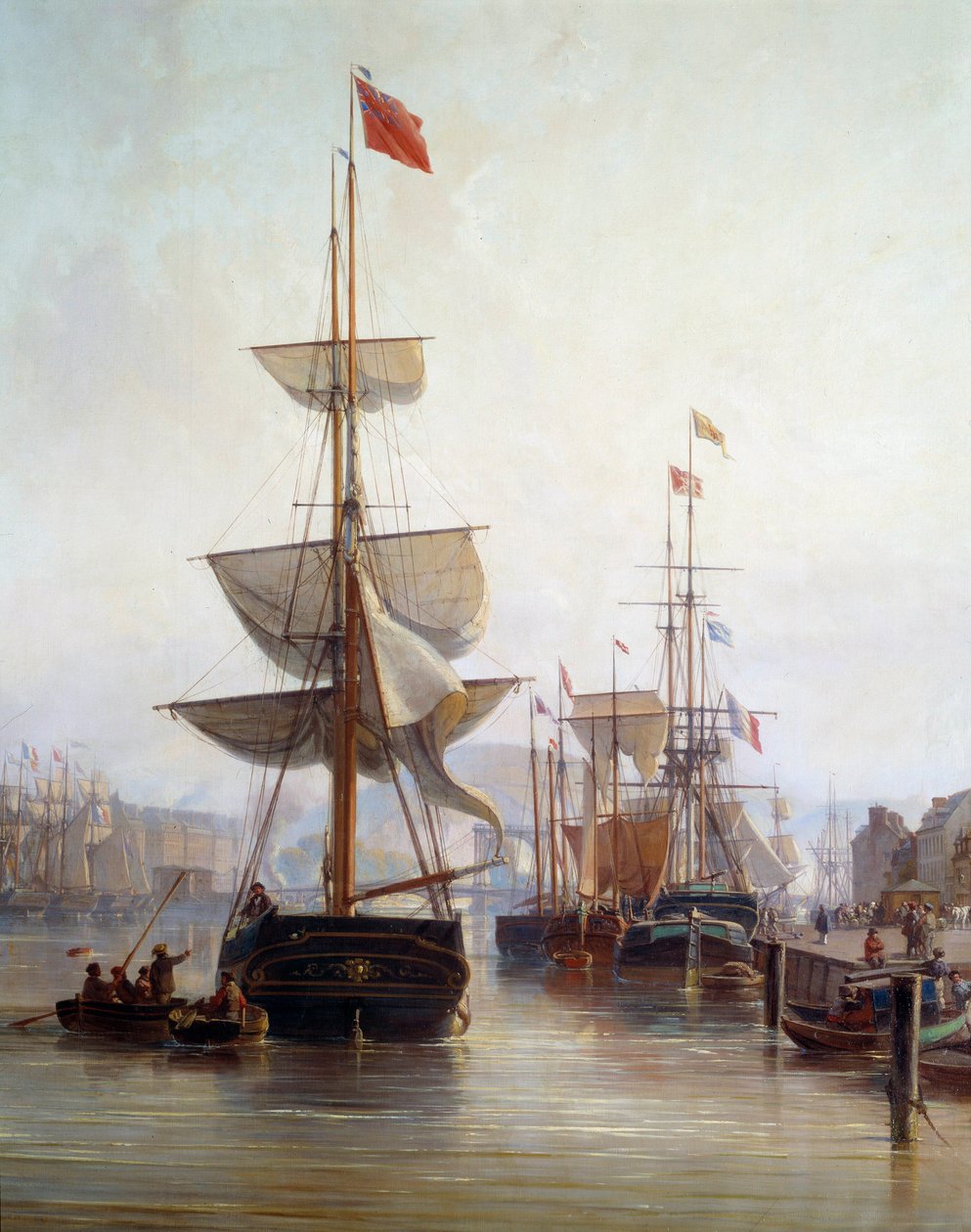 Hajó a roueni kikötőben 1855-ben Részlet. Charles Louis Mozin (1806-1862) festménye 1855 Rouen, Musee des Beaux Arts alkotó: Charles Louis Mozin