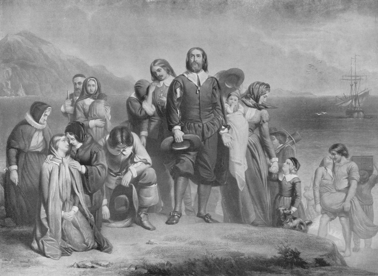 A zarándokatyák partraszállása, 1848, 1911 alkotó: Charles Lucy