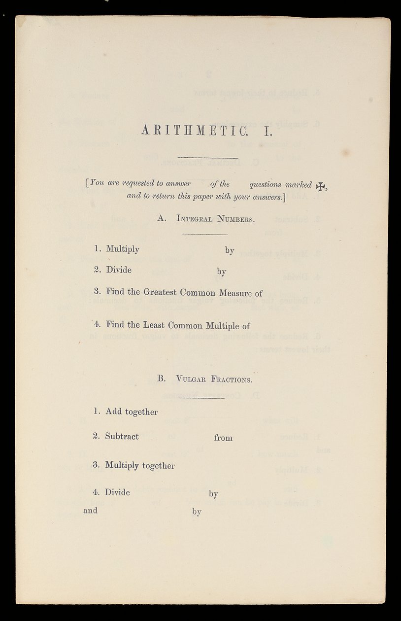 Aritmetika, Oxford University Press, 1870 körül (nyomtatott) alkotó: Charles Lutwidge Dodgson