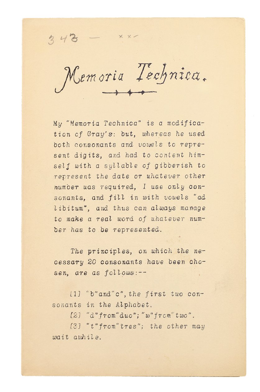 Memoria Technica, Oxford alkotó: Charles Lutwidge Dodgson