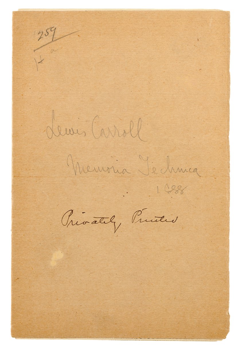 A Memoria Technica címlapja, Oxford alkotó: Charles Lutwidge Dodgson