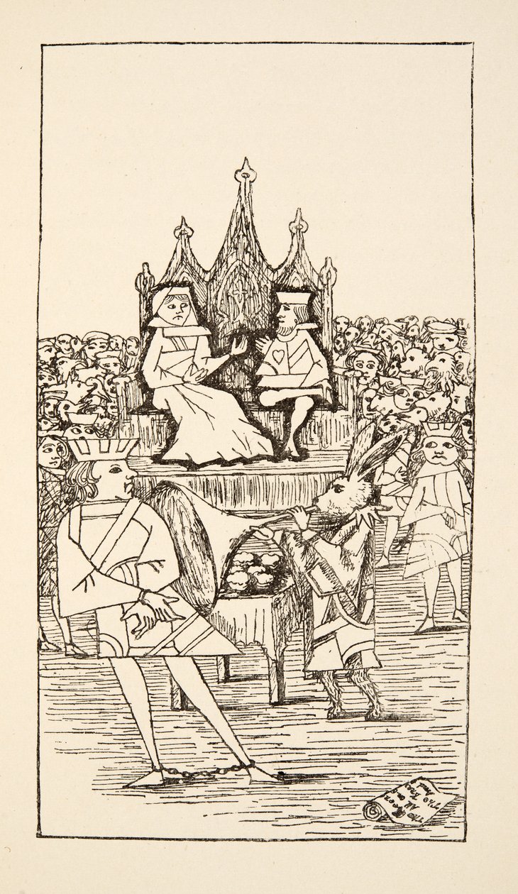 Trial of the Knave of Hearts, illusztráció: Alice Adventures Under Ground, pub. 1886 (fax) alkotó: Charles Lutwidge Dodgson