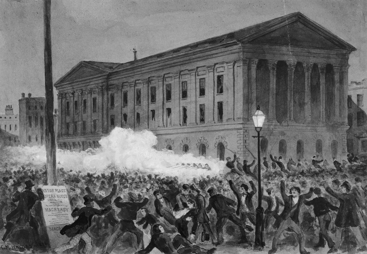 Astor Place Riot, 1849, 1896. alkotó: Charles M Jenckes
