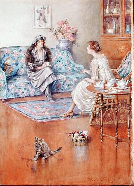 Délutáni tea (akvarell papíron) alkotó: Charles MacIvor or MacIver Grierson