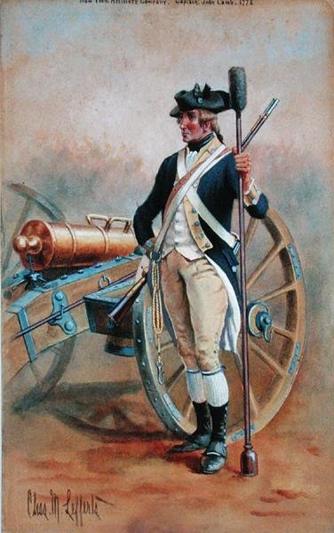 Gunner, New York -i tüzérség (akvarell papírra) alkotó: Charles MacKubin Lefferts