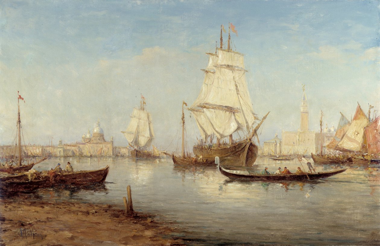 Galleonok és gondolák a San Marco (Szent Márk a Velence) medencéjében Charles Malfroy festménye (1862-1918) Kötelező megemlítés: Gyűjtemény alapítványi üdvözlete Provence, Marseille alkotó: Charles Malfroy