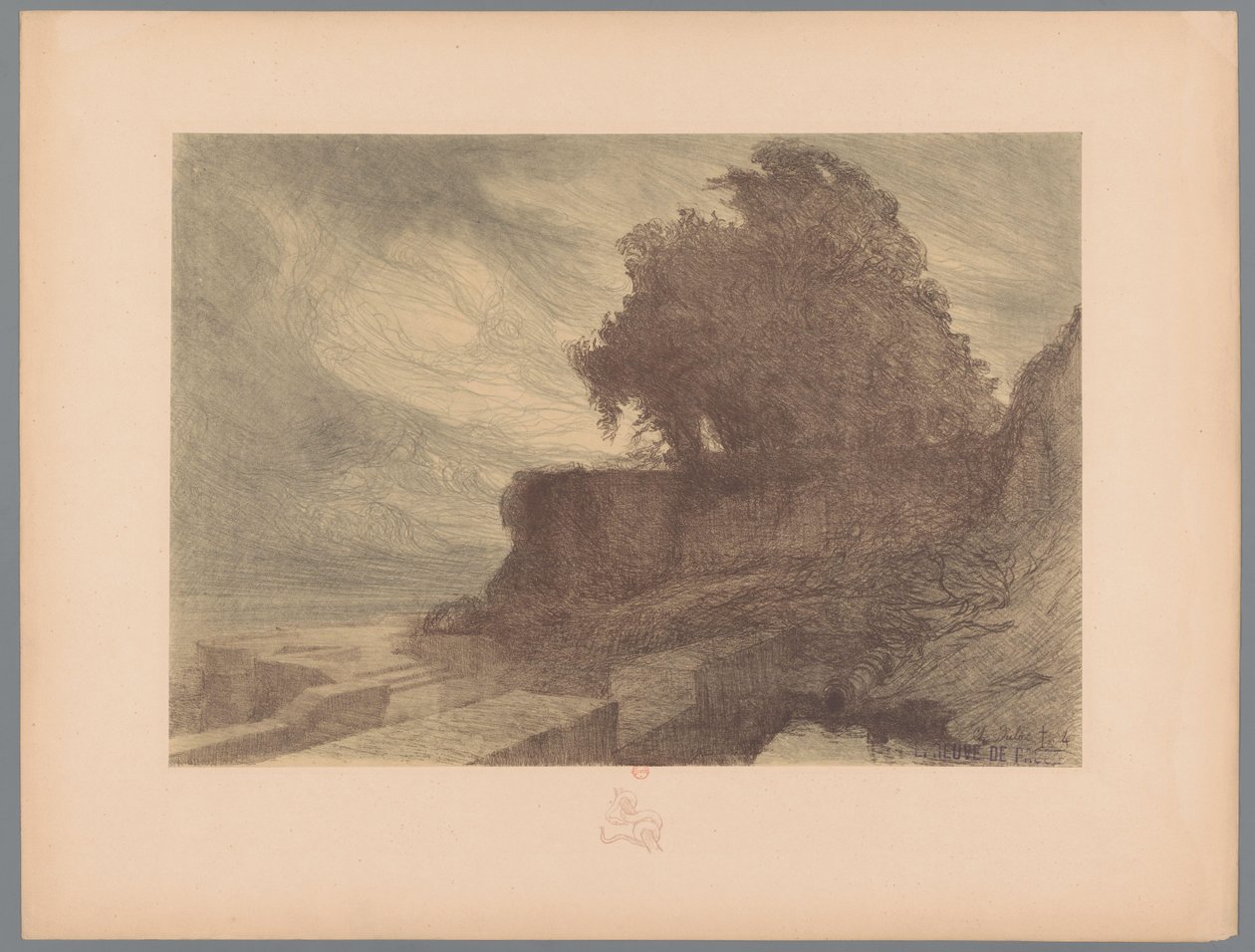 Bástya romja ágyúval és fával Tájképek (sorozat címe) Suite des Paysages (sorozat címe) alkotó: Charles Marie Dulac