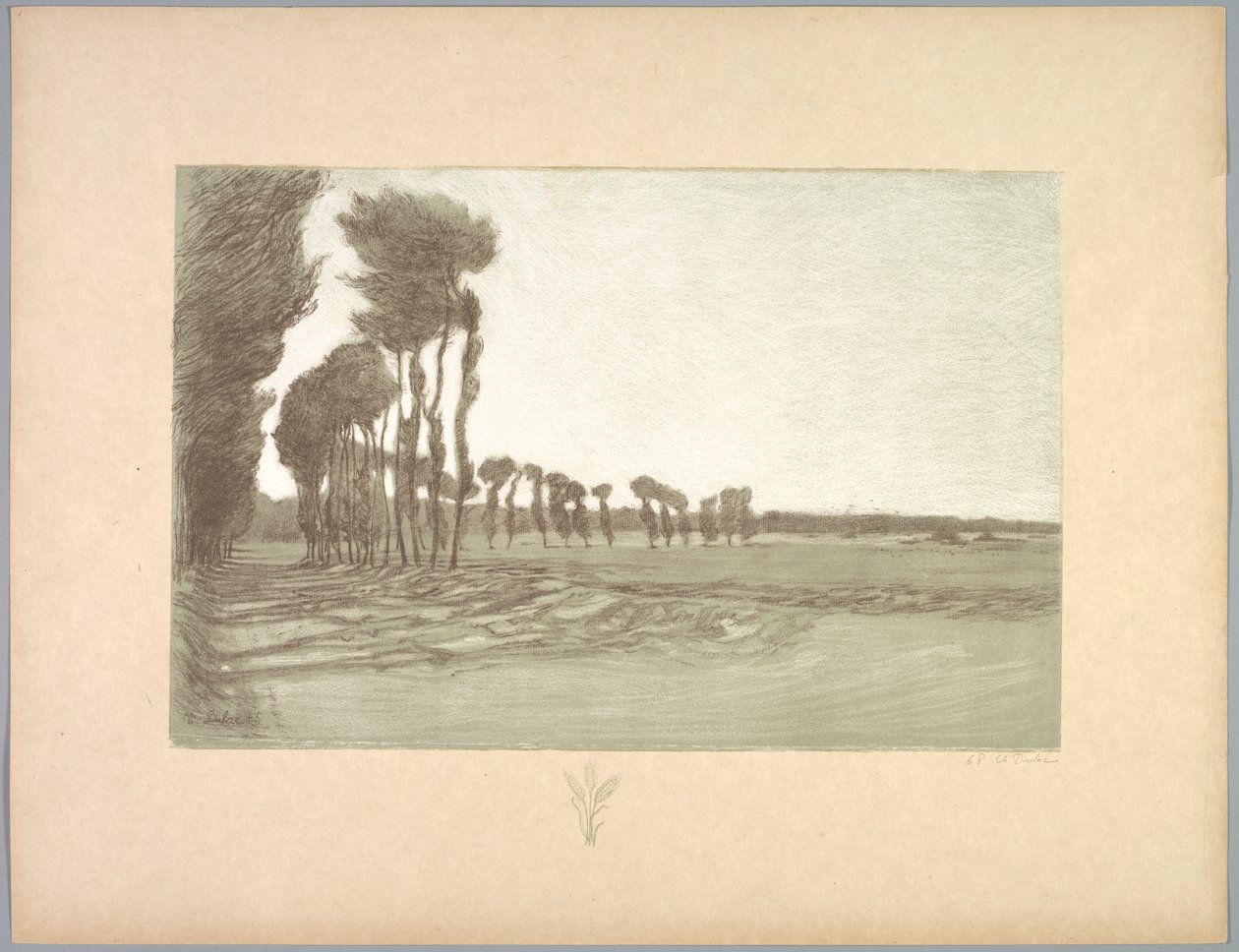 Suite de Paysages: Tájkép, 5. tábla, Remarque, Három búzaszál alkotó: Charles Marie Dulac