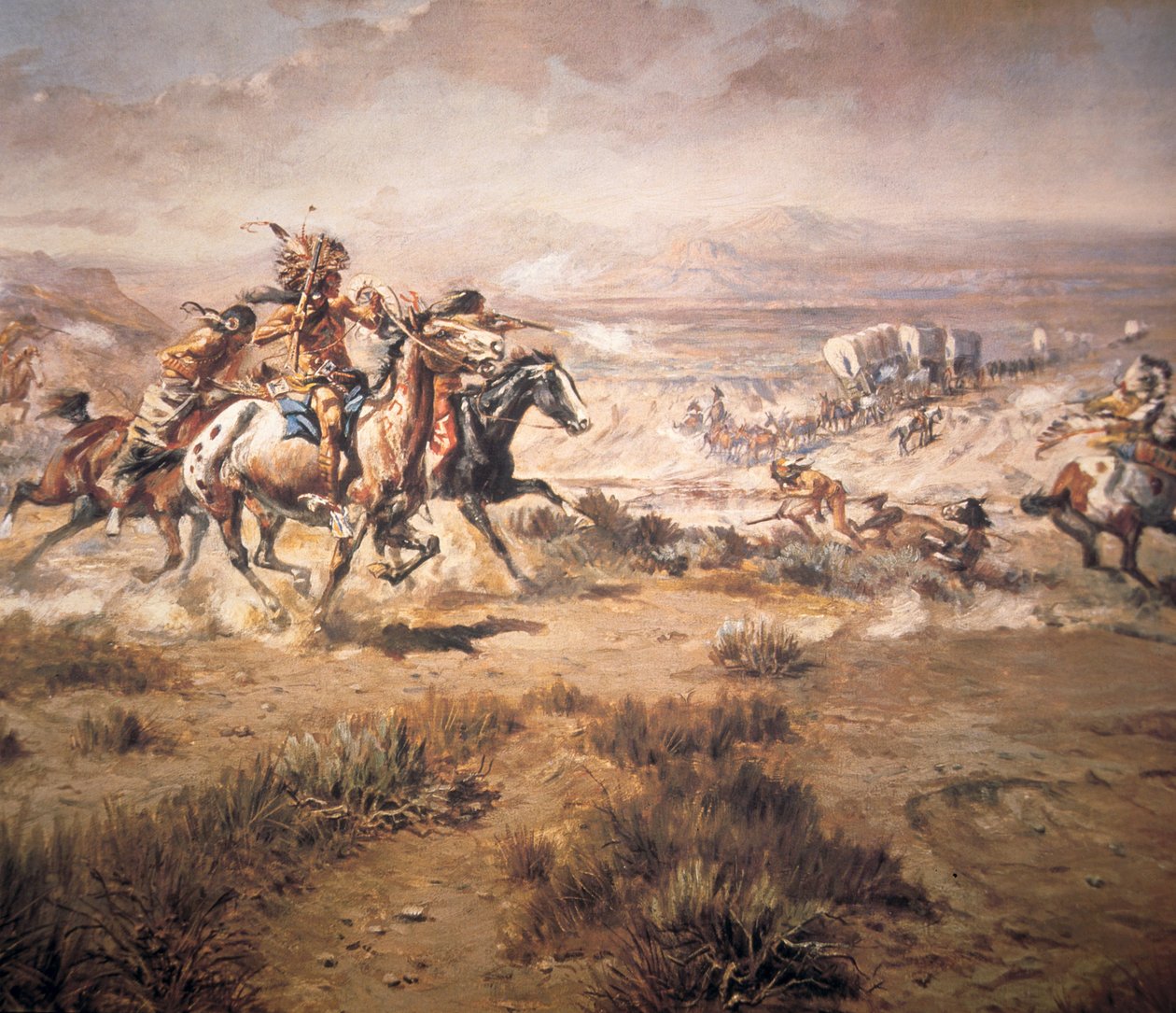 Támadás a vagonvonat ellen alkotó: Charles Marion Russell