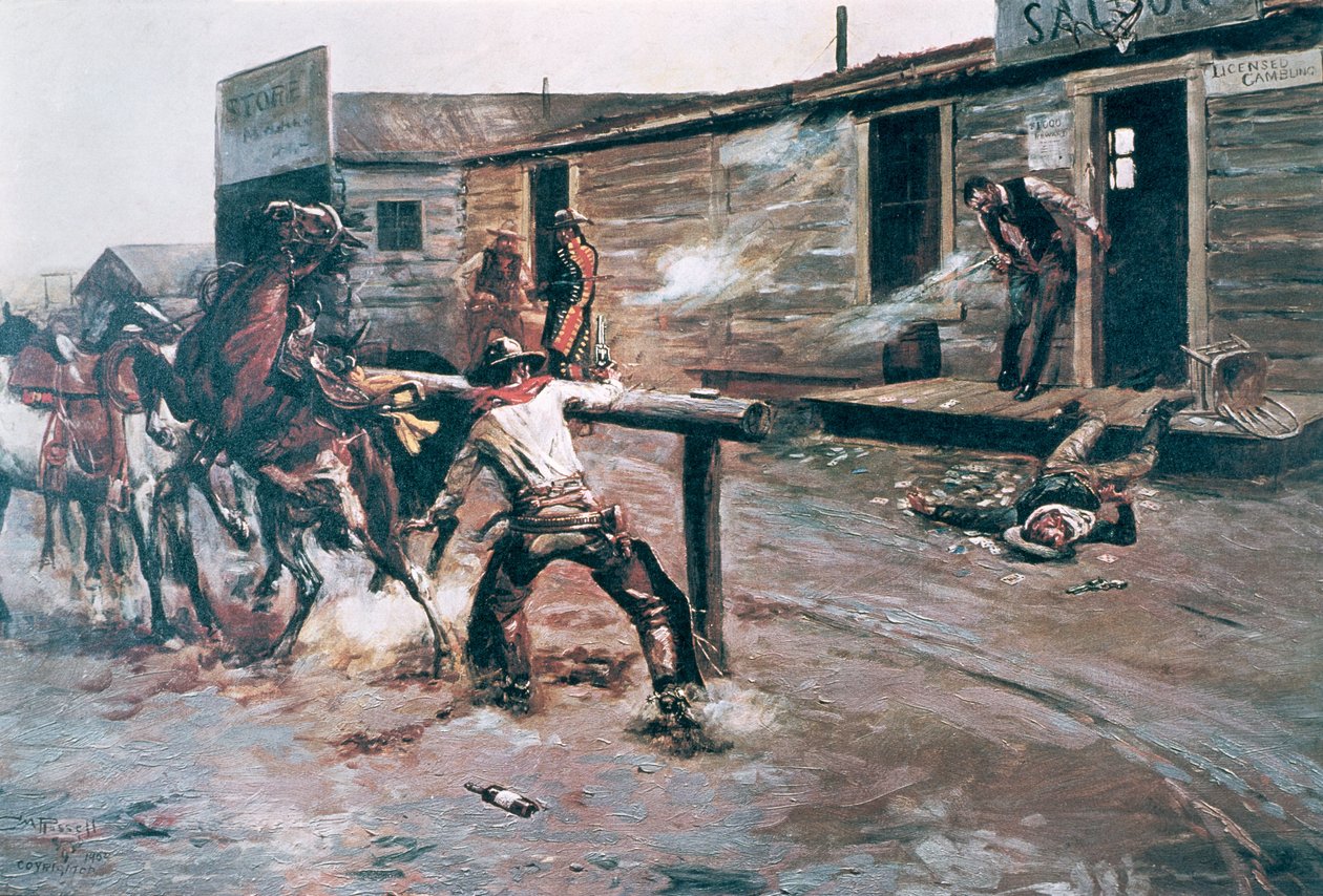 Egy szerencsejátékos halála (olaj, vászon) alkotó: Charles Marion Russell