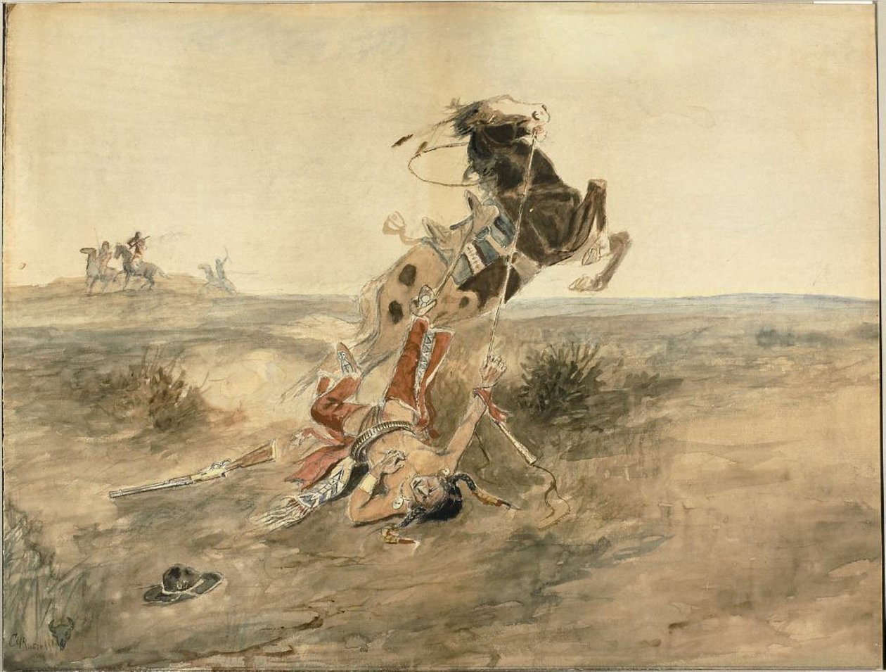Elesett indián harcos alkotó: Charles Marion Russell