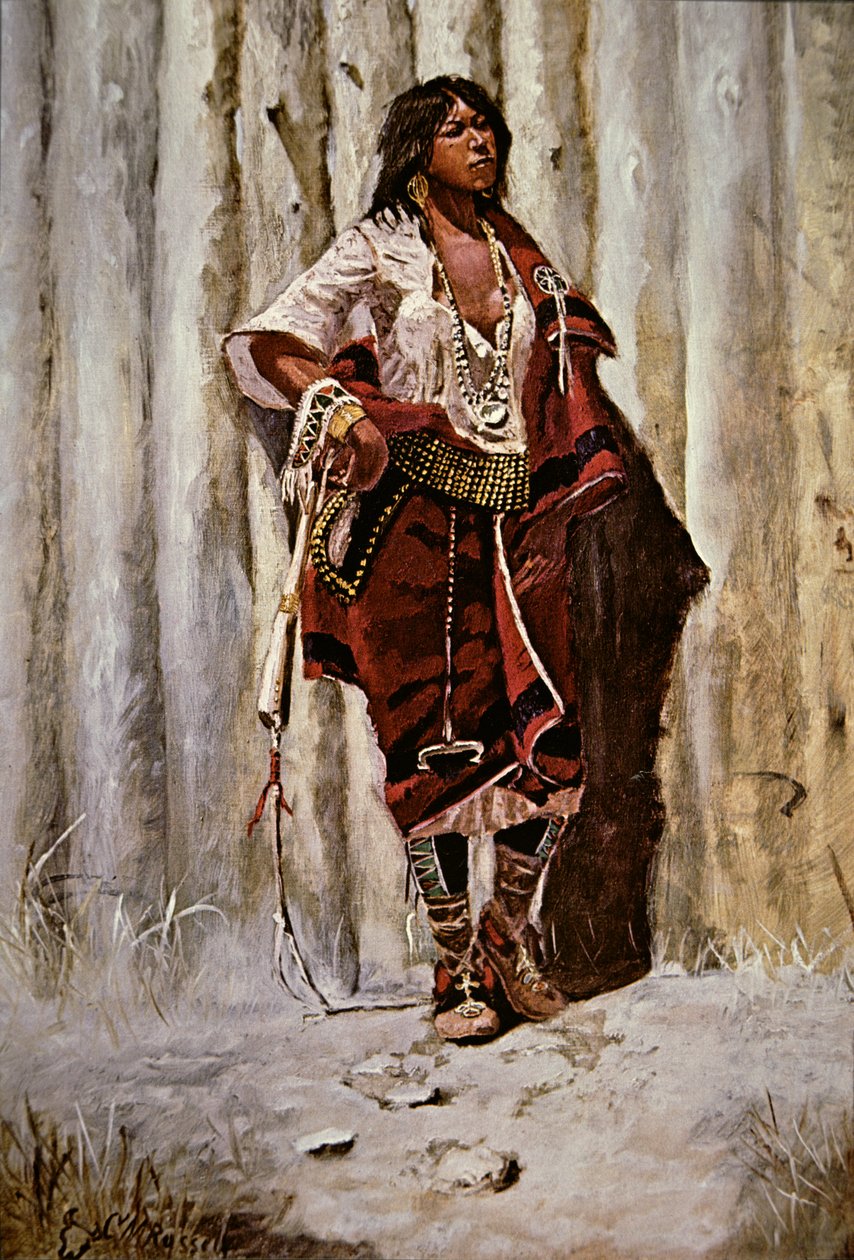 Indian Mail at the Stockade (olaj, vászon) alkotó: Charles Marion Russell