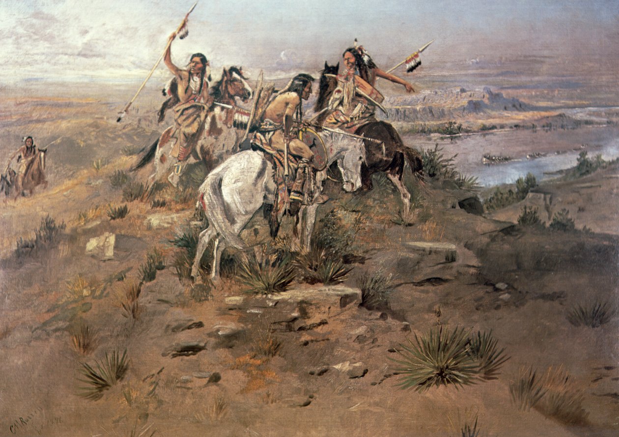 Az indiánok felfedezik Lewist és Clarkot alkotó: Charles Marion Russell