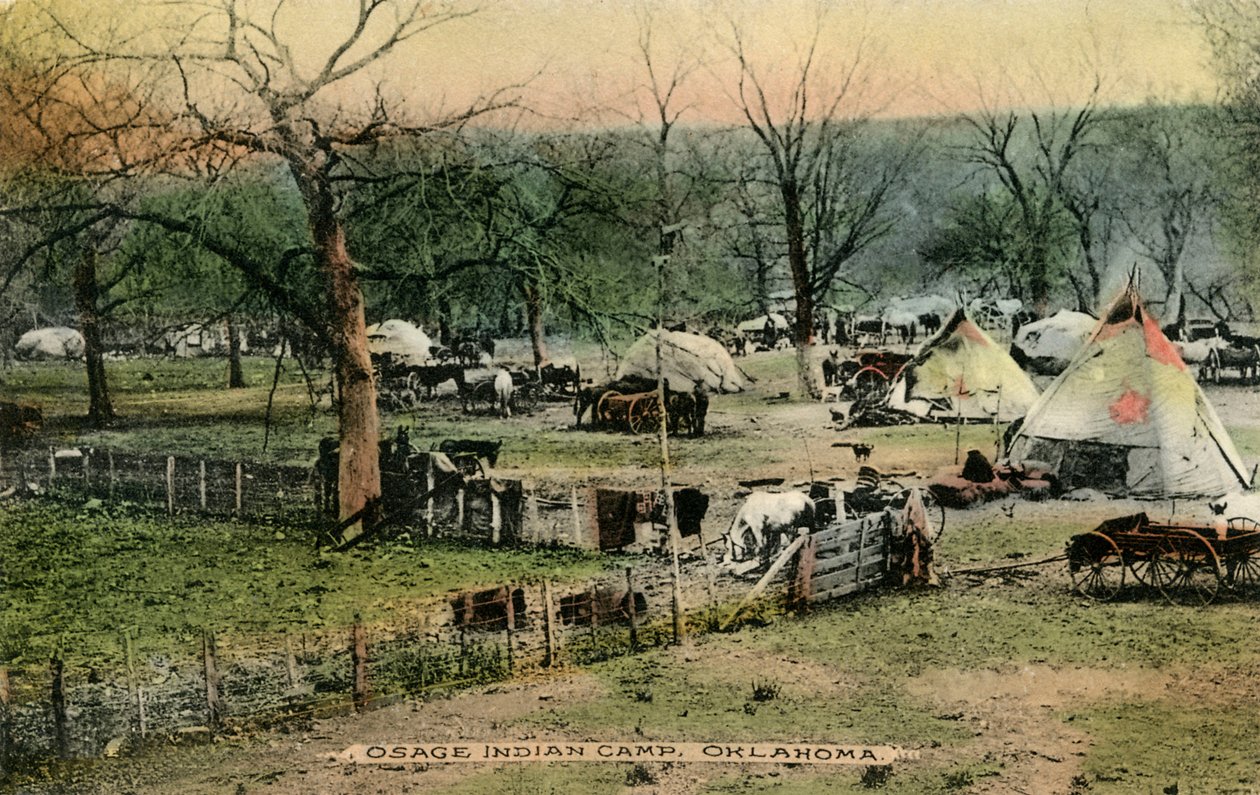 Osage indián tábor, Oklahoma alkotó: Charles Marion Russell
