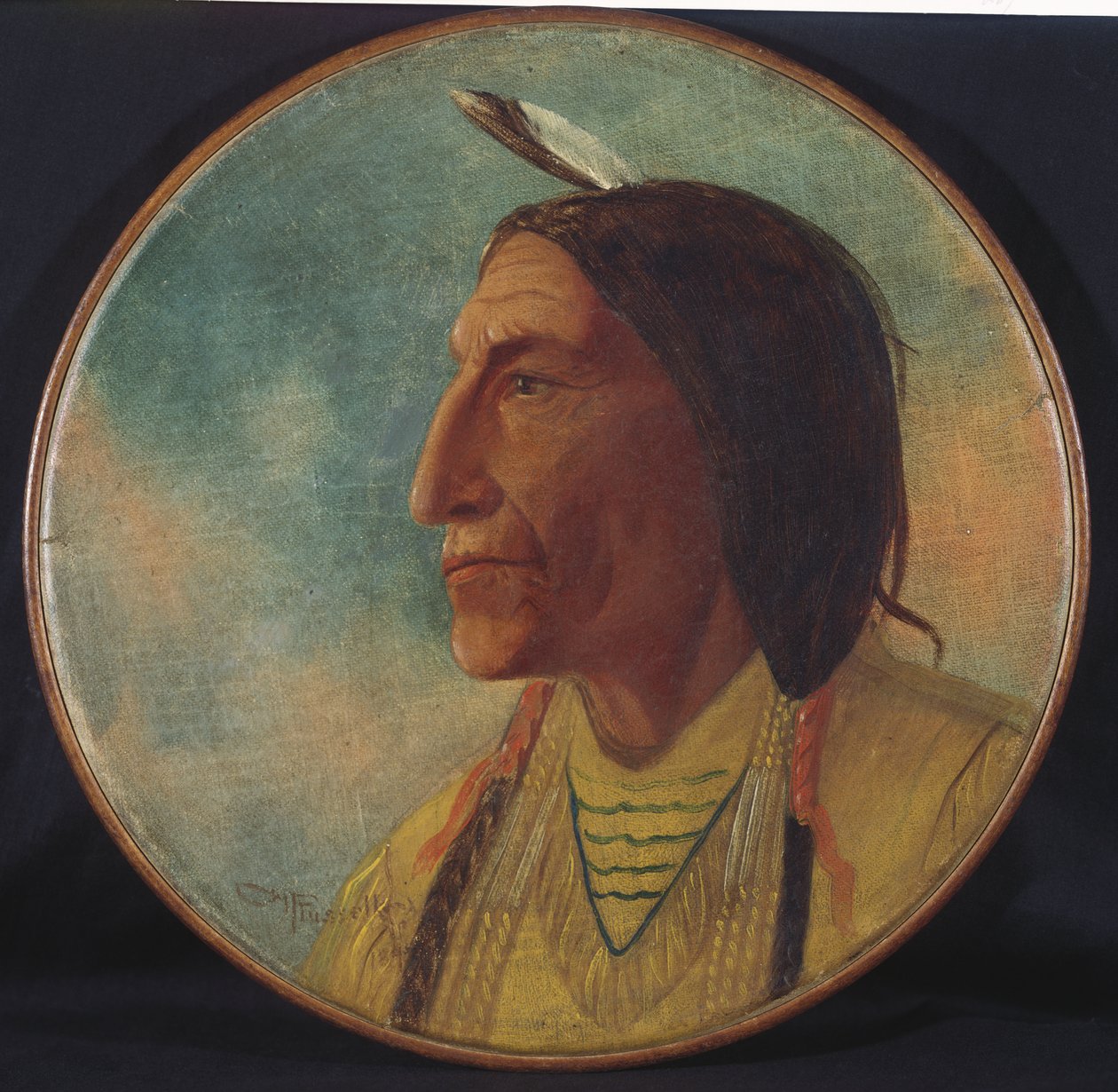 Farkasköntös vezér portréja, 1892 alkotó: Charles Marion Russell
