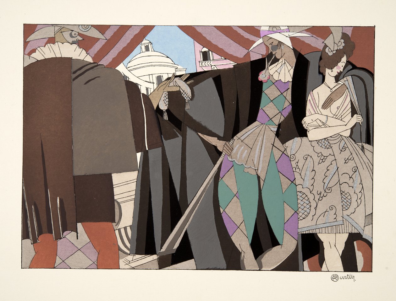 Olasz vígjáték, a Sport & Entertainment kínálatából, pub. 1914 (sablonnyomat) alkotó: Charles Martin