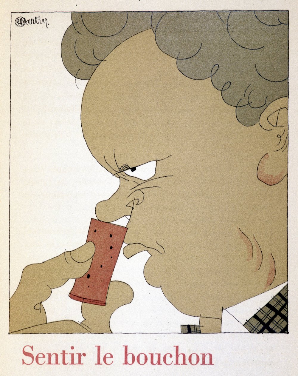Feeling the cork - in ""Monseigneur le vin"", Charles Martin rajza (1884-1934), Etablissements Nicolas füzet alkotó: Charles Martin