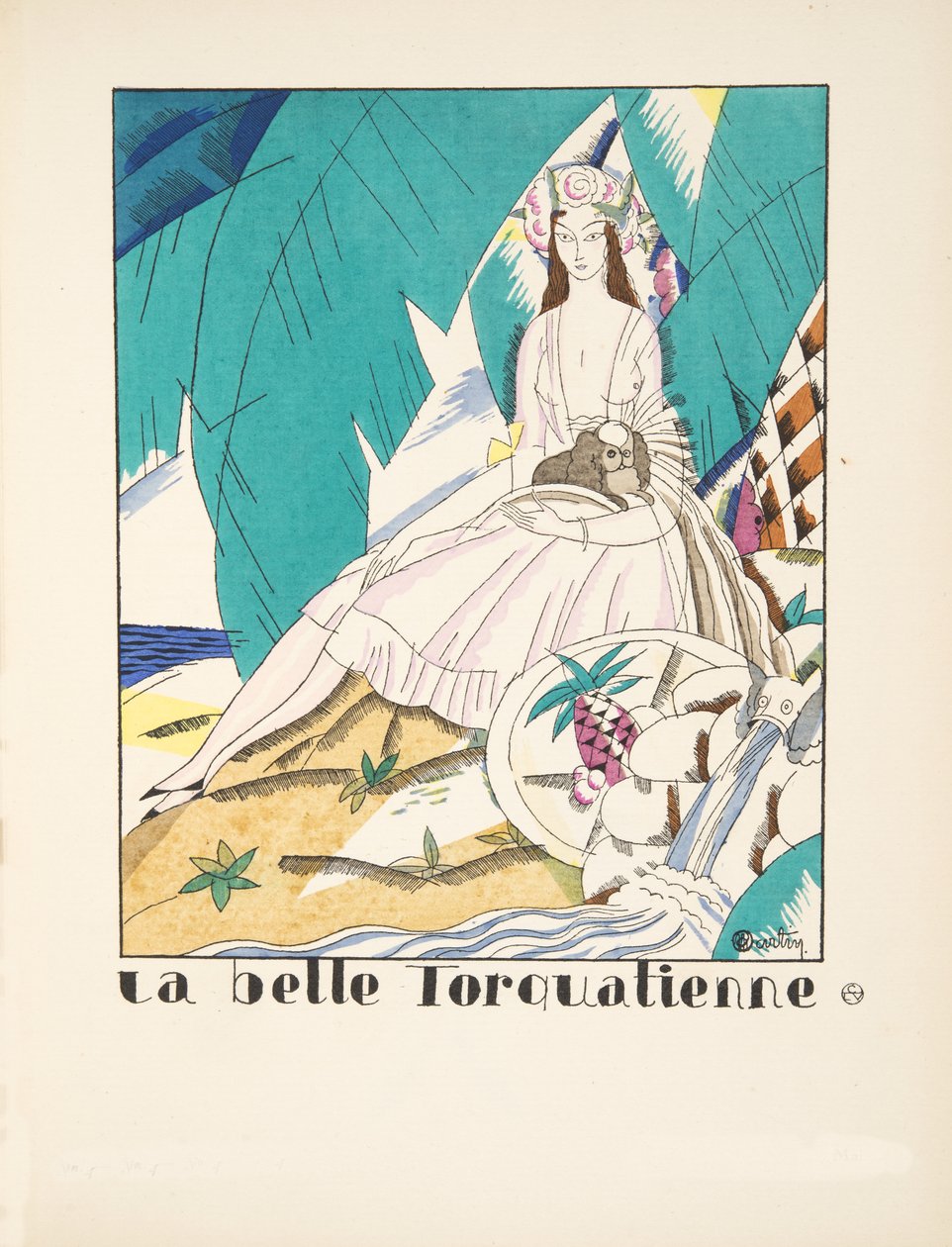 La Belle Torquatienne, a divattányérok gyűjteményéből, 1920 (pochoir print) alkotó: Charles Martin
