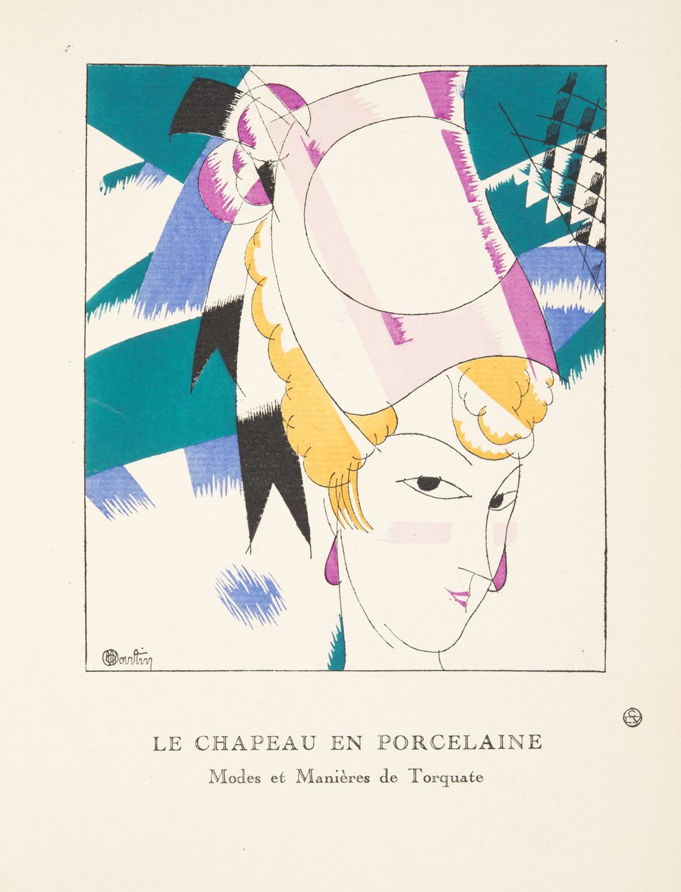 A porcelánkalap, divattányérok gyűjteményéből, 1920 (stencilnyomat) alkotó: Charles Martin