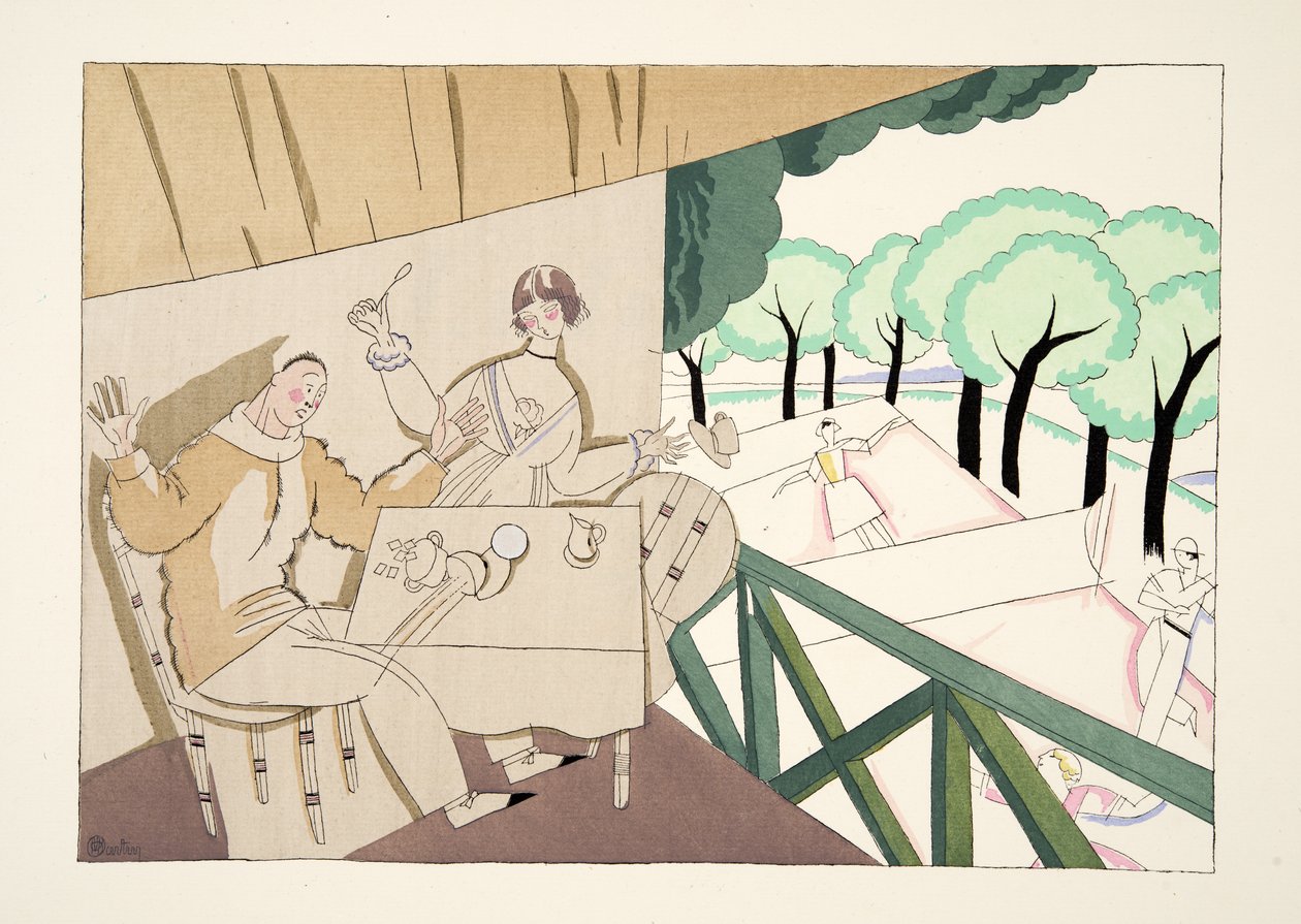 Tenisz, a Sports & Entertainment, pub. 1914 (sablonnyomat) alkotó: Charles Martin