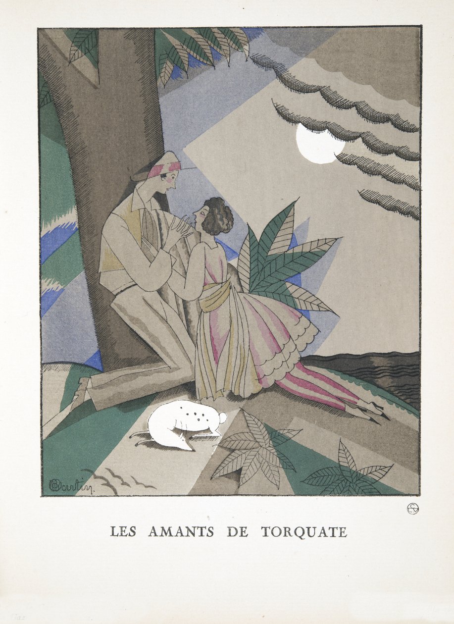 Les Amants de Torquate, a divatlapok gyűjteményéből, 1921 (stencilnyomat) alkotó: Charles Martin