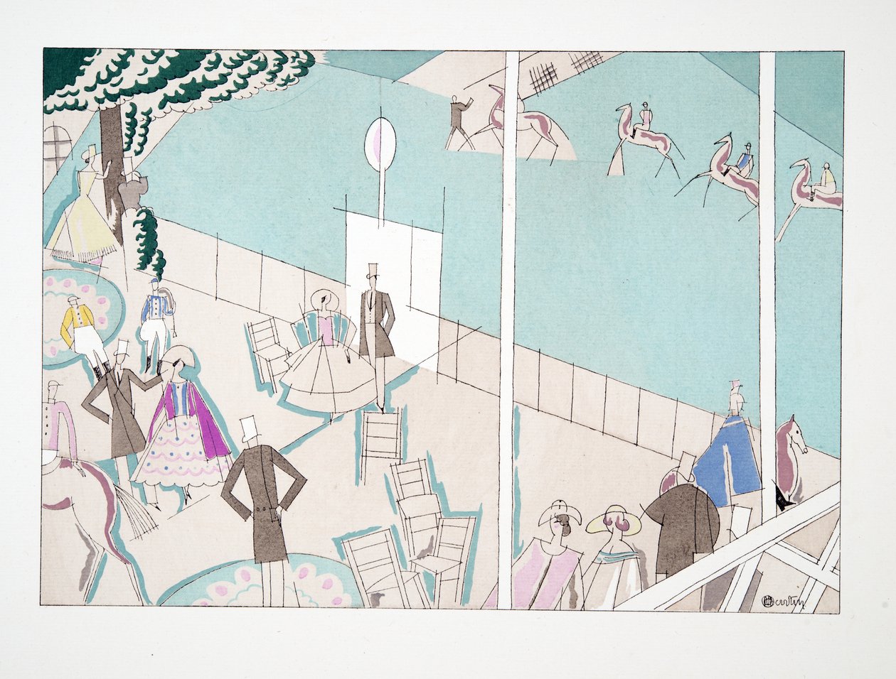The Races from Sports & Entertainment, pub. 1914 (sablonnyomat) alkotó: Charles Martin