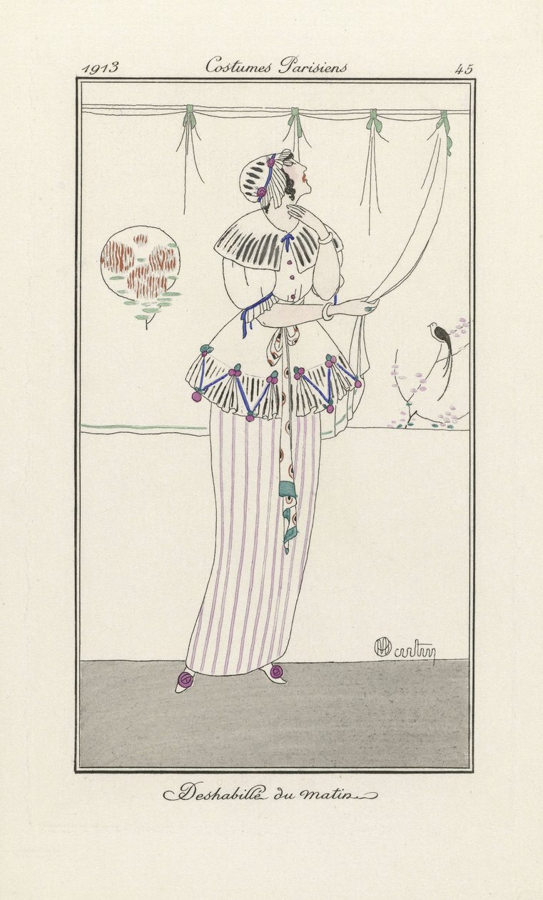 Reggeli ruha, a Costumes Parisiens-től, kocsma. 1913 (sablonnyomat) alkotó: Charles Martin