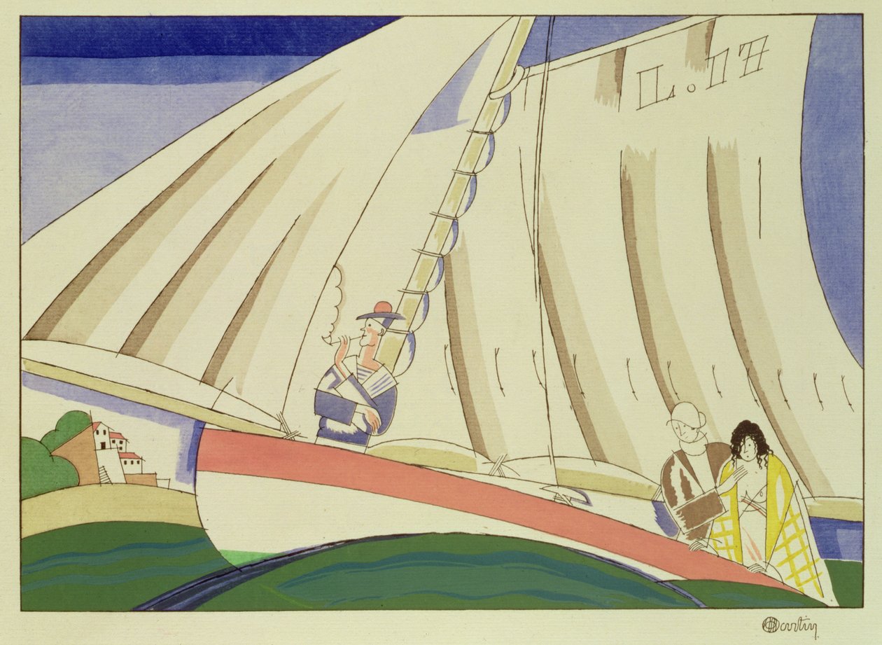Yachting, 1920 körül (sablon papíron) alkotó: Charles Martin