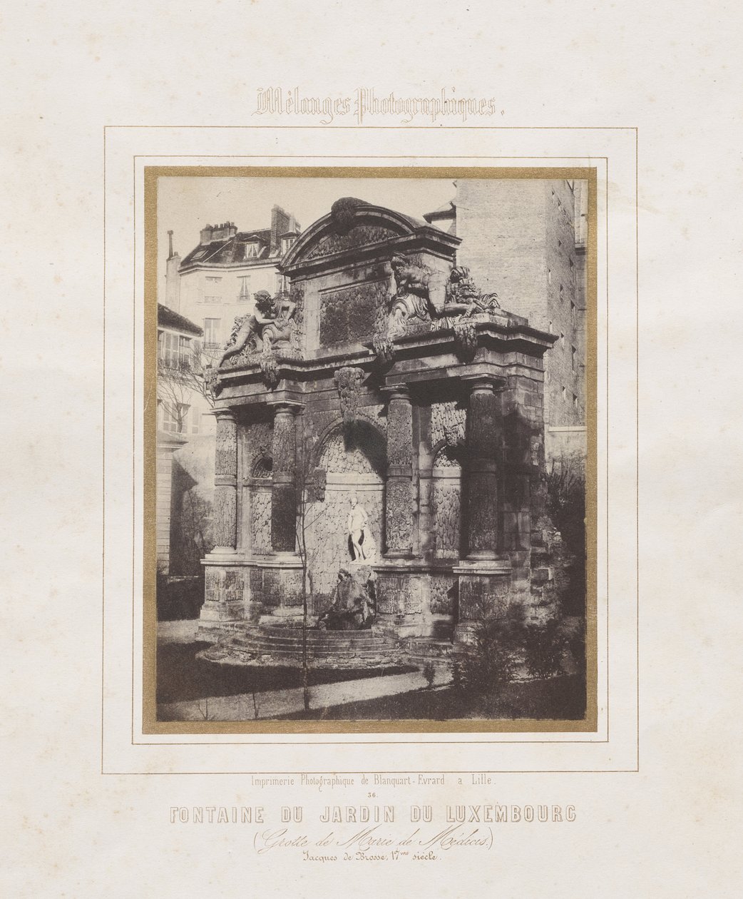 Szökőkút a Jardin du Luxembourgban (Marie de Medici barlangja) alkotó: Charles Marville