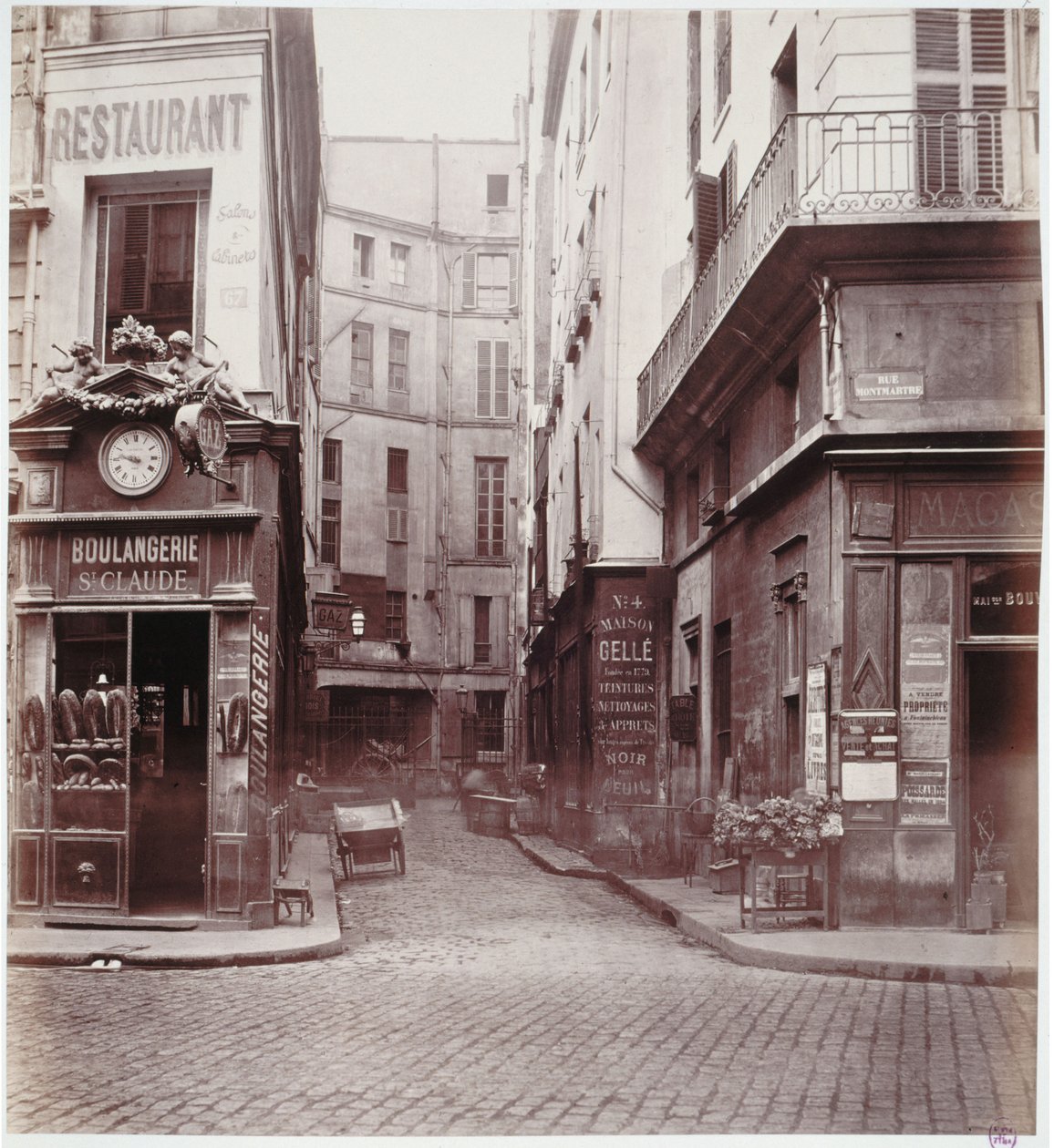 St. Claude zsákutca, a párizsi Rue St. Sauveur-ről, 1858-78 között alkotó: Charles Marville