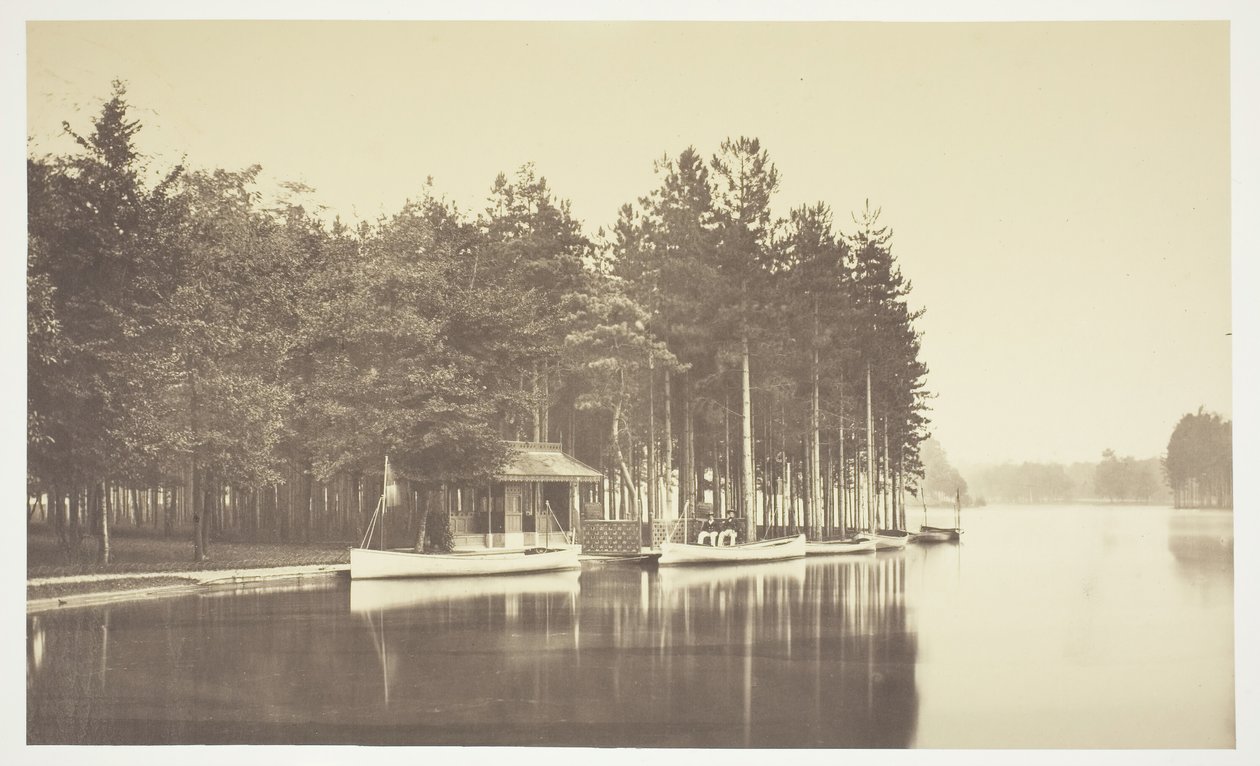 Cím nélkül, c. 1850. [Csónak a Bois de Boulogne-i tavon, egy párizsi park]. alkotó: Charles Marville