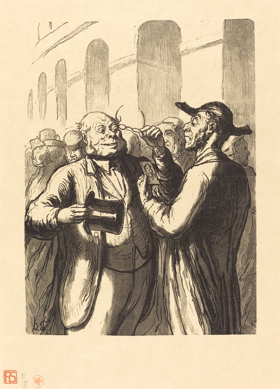 Univerzális kiállítás: Fényképek ellenőrzése a forgókapuknál alkotó: Charles Maurand after Honoré Daumier