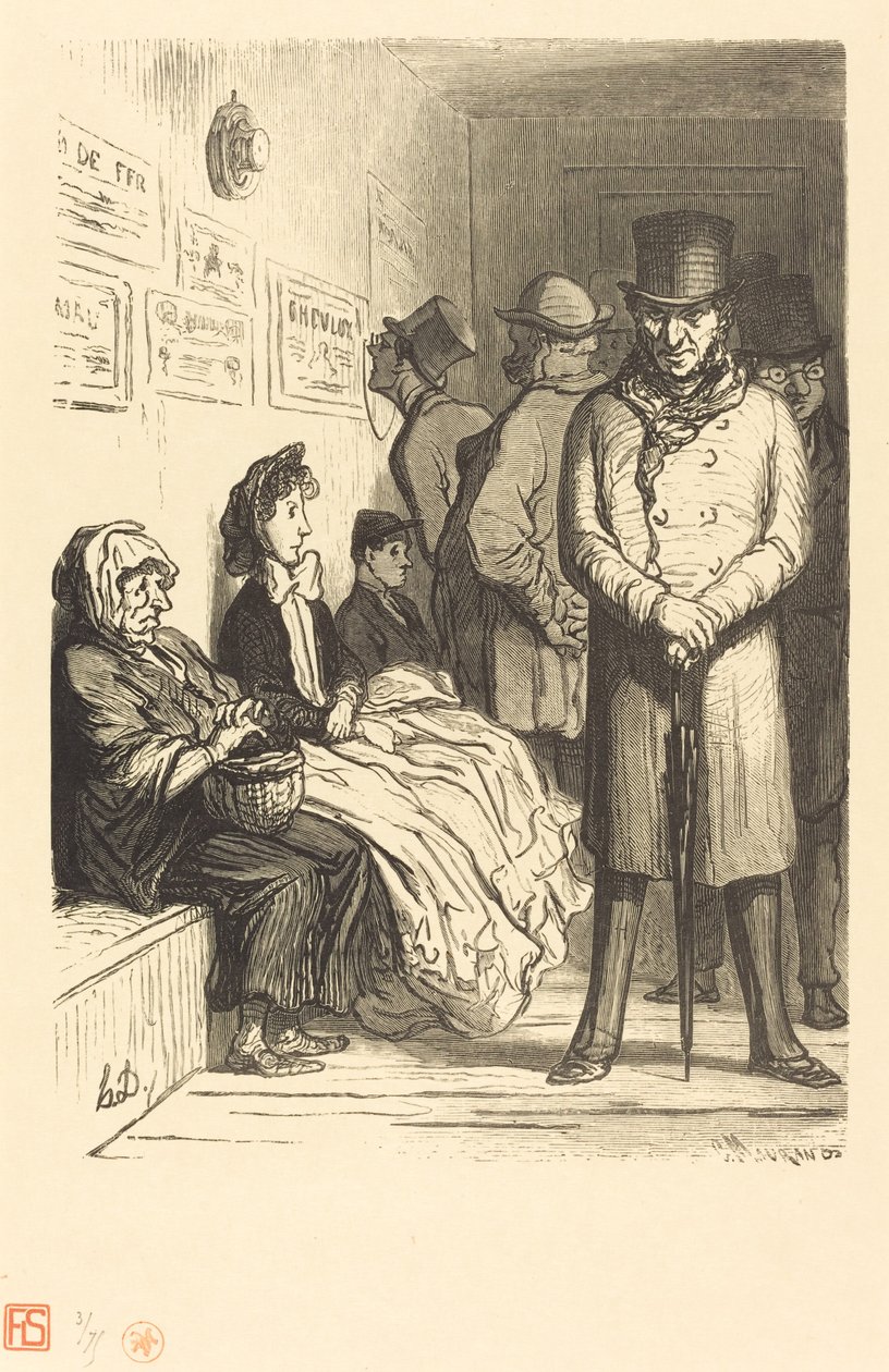 Omnibusz várakozó iroda alkotó: Charles Maurand after Honoré Daumier