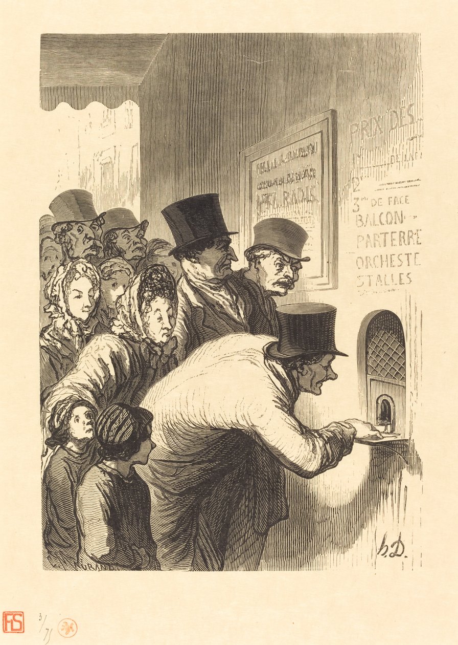 Színházi pénztár alkotó: Charles Maurand after Honoré Daumier